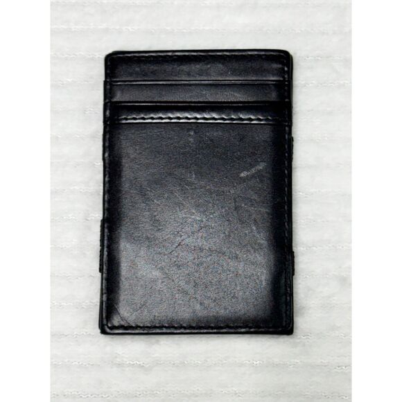 J. CREW Bi-fold Wallet Card Case, Black Leather - Picture 1 of 3